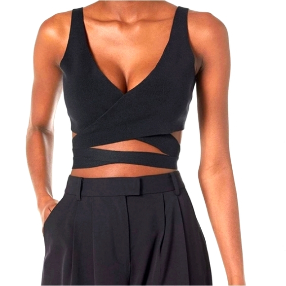 THE DROP MALIKA BLACK LIMITED EDITION WRAP AROUND SWEATER BRALETTE NWT SIZE XL - Picture 2 of 12